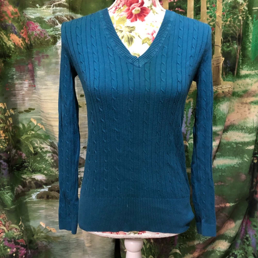 LAST CHANCE!Tommy Hilfiger Teal Cable Knit Sweater